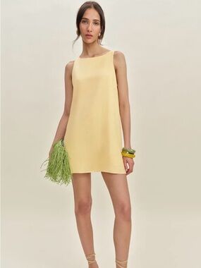 Reformation Jessi Linen Dress Yellow - Size 4